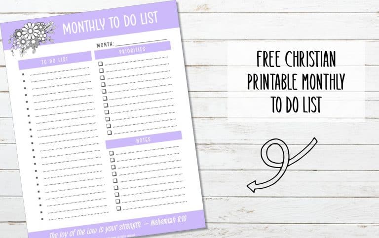 FREE Printable Christian Monthly To Do List