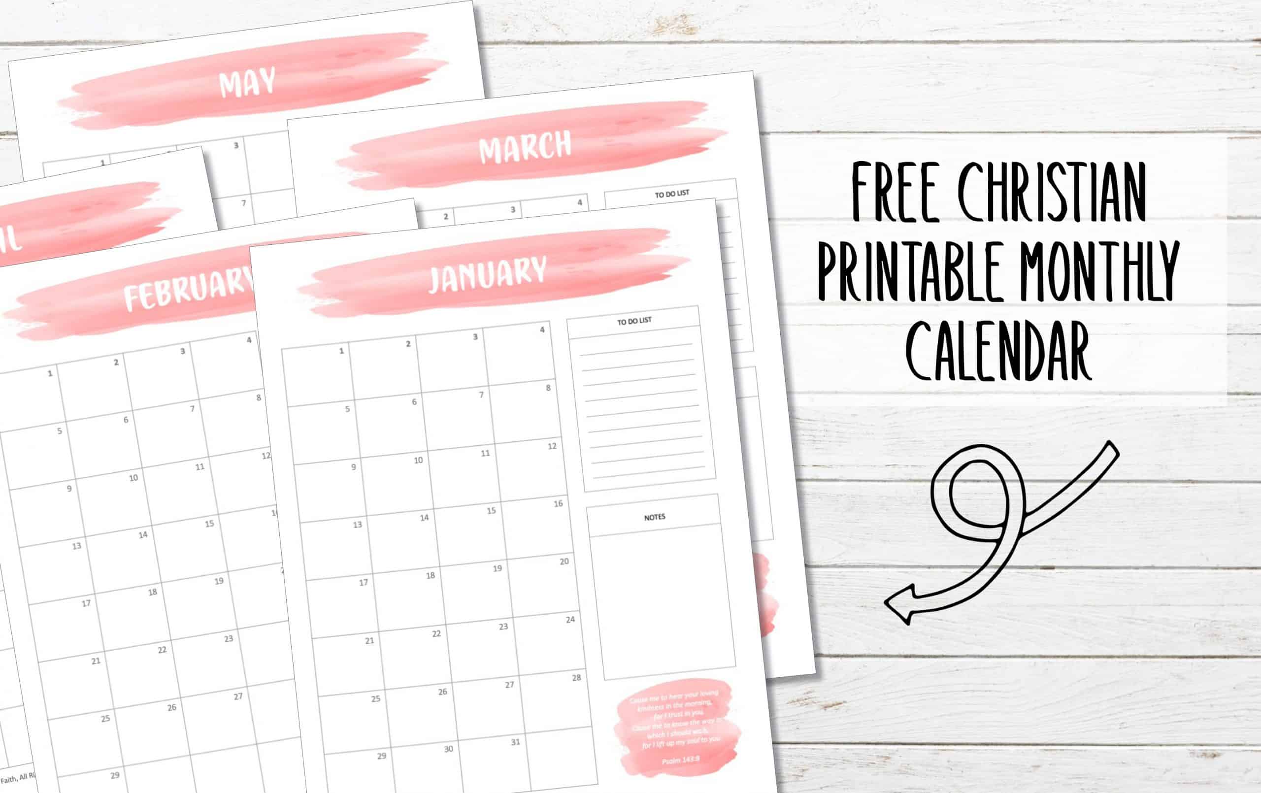 FREE Christian Printable Monthly Calendar (Vertical)