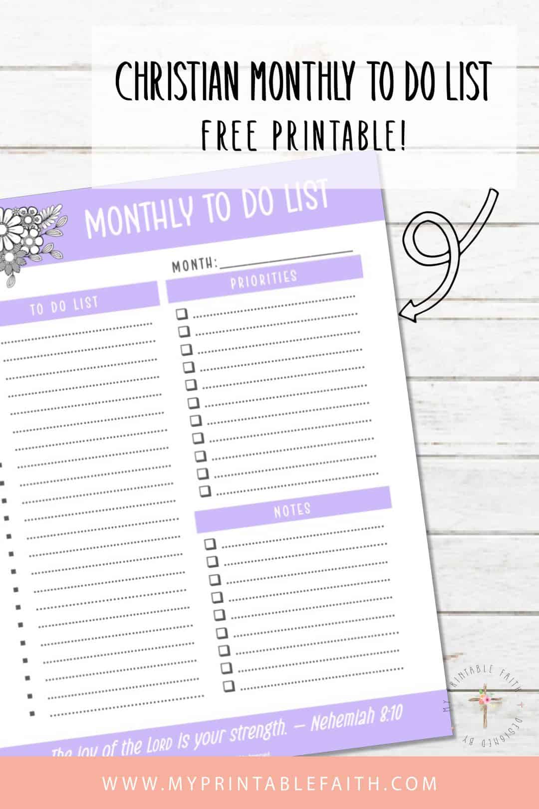 FREE Printable Christian Monthly To Do List - My Printable Faith