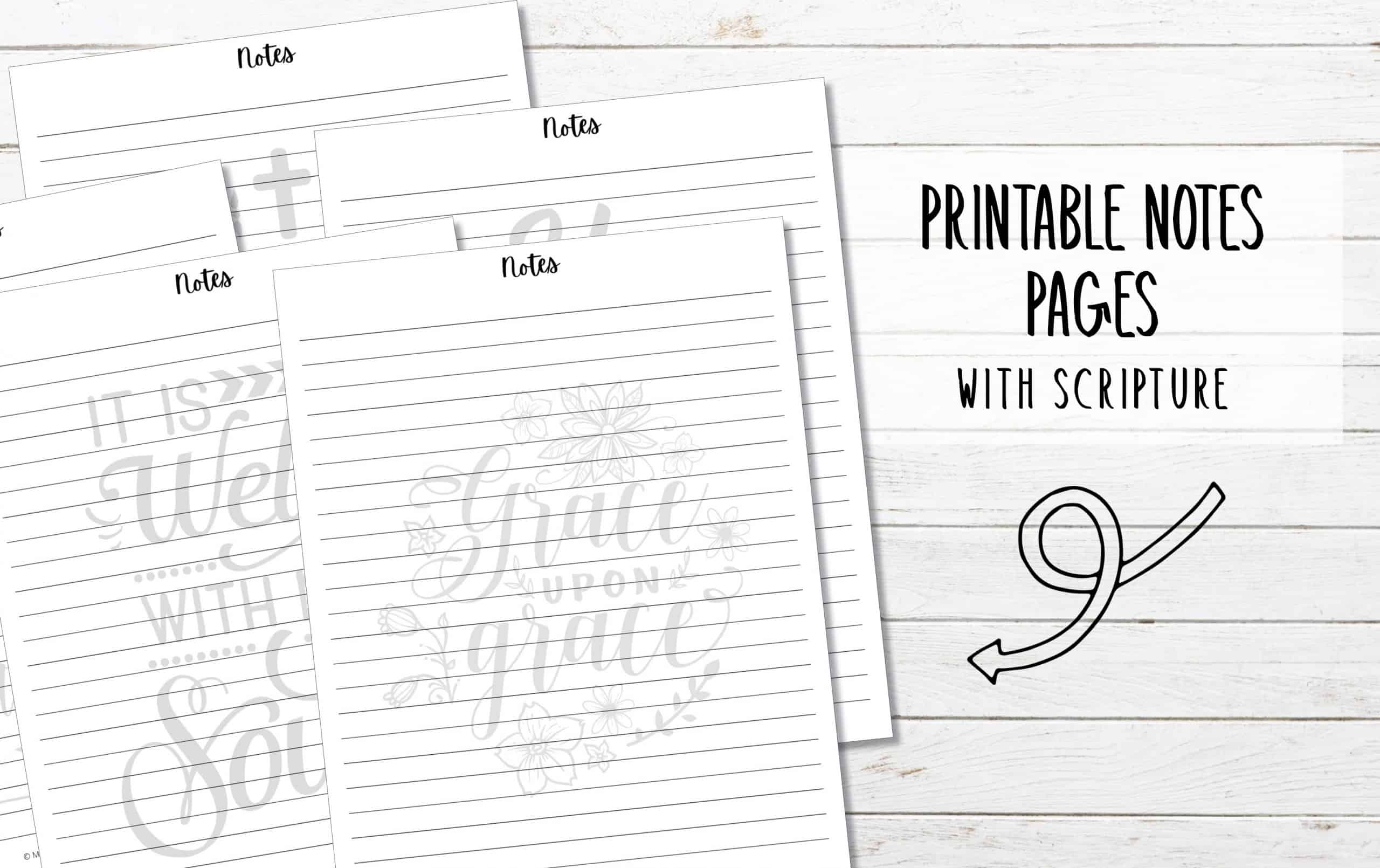 8 Printable Notes Pages with Scripture