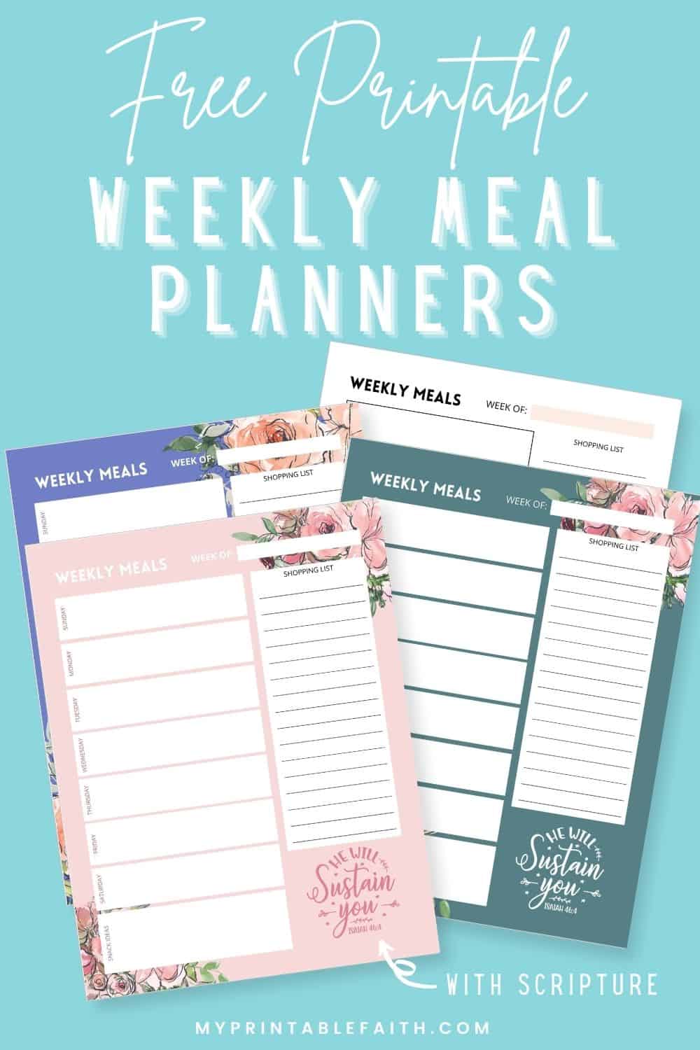 4 Vertical Weekly Meal Planners - My Printable Faith