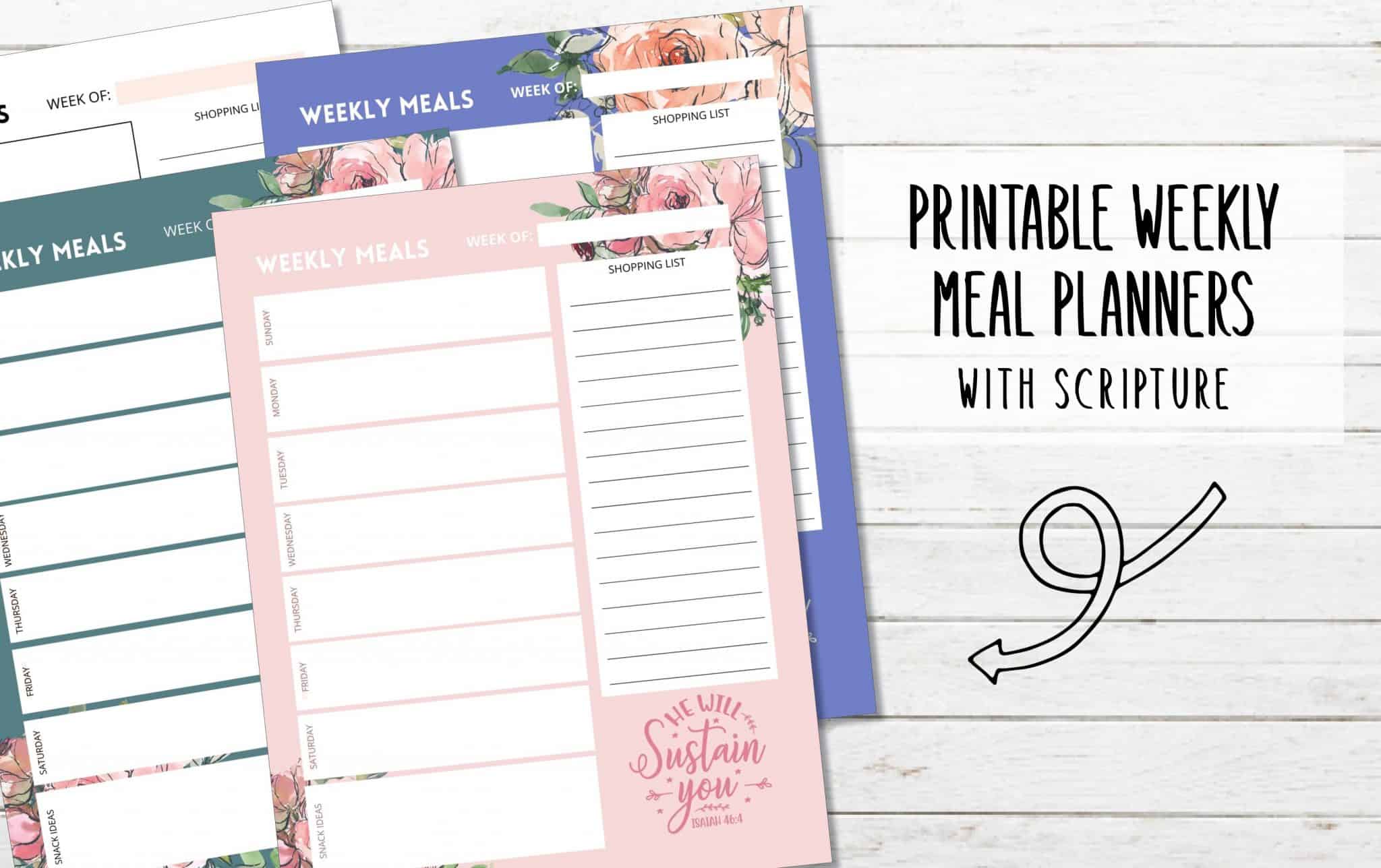 4 Vertical Weekly Meal Planners - My Printable Faith