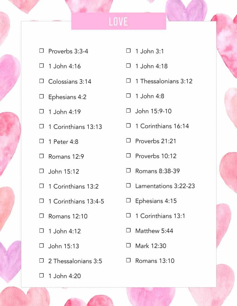 Bible Verses on Love Printable