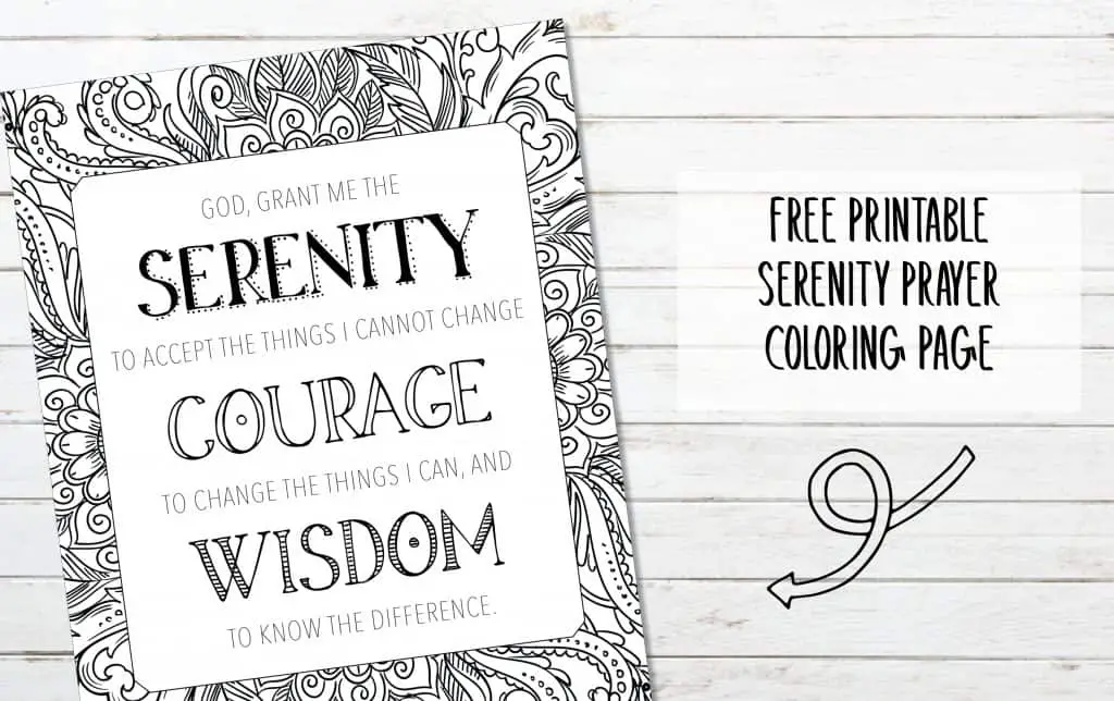free printable serenity prayer coloring page