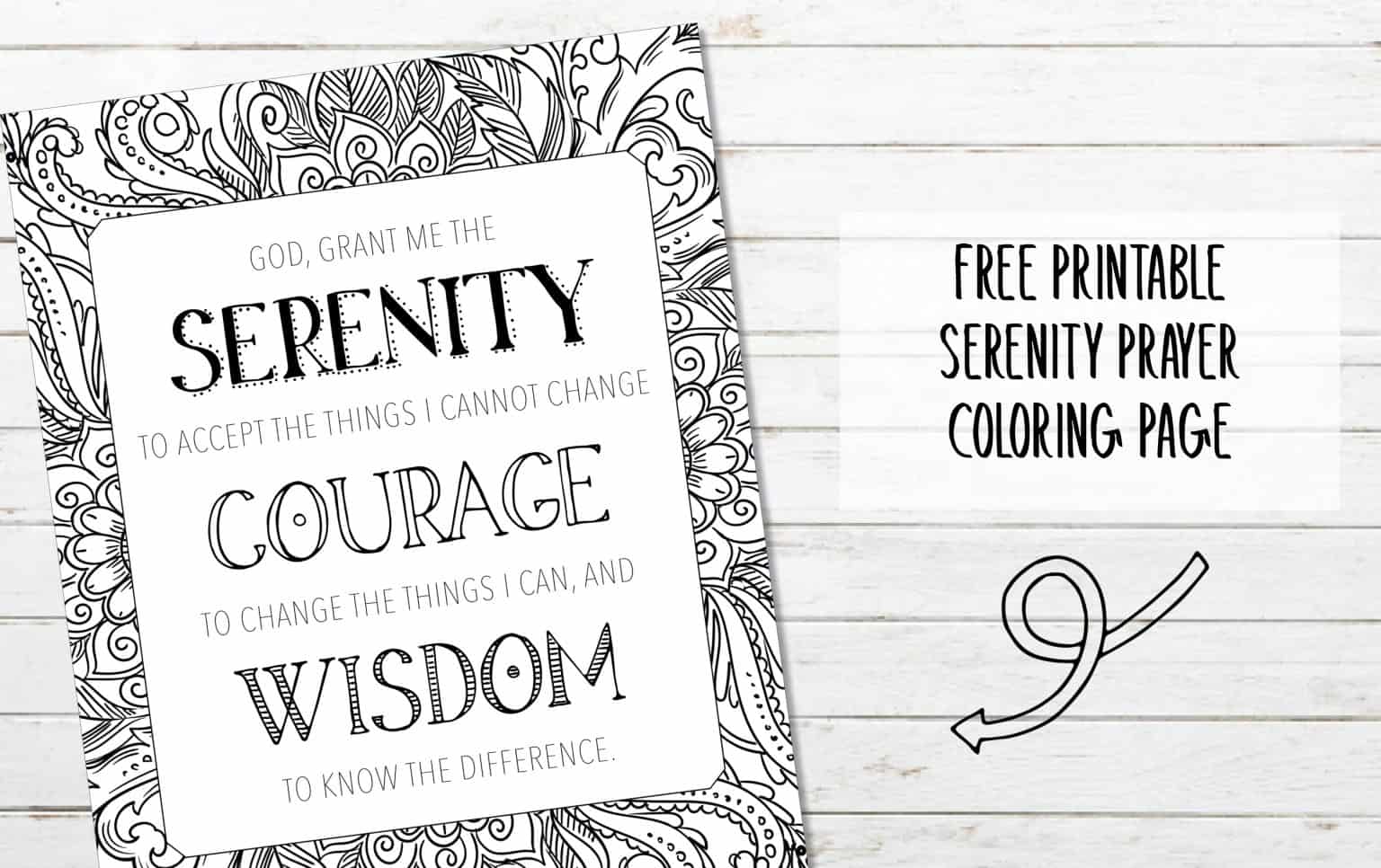 printable serenity prayer coloring page