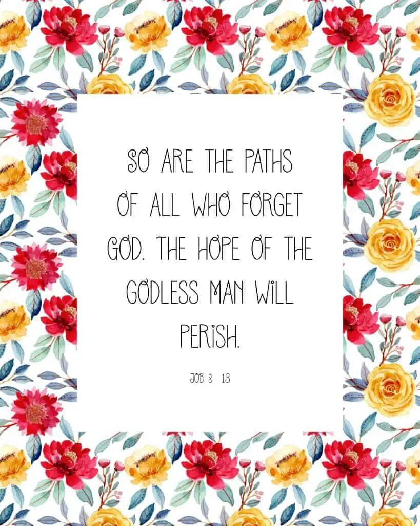 picture of wall art of floral frame with bible verse inside job 8:13