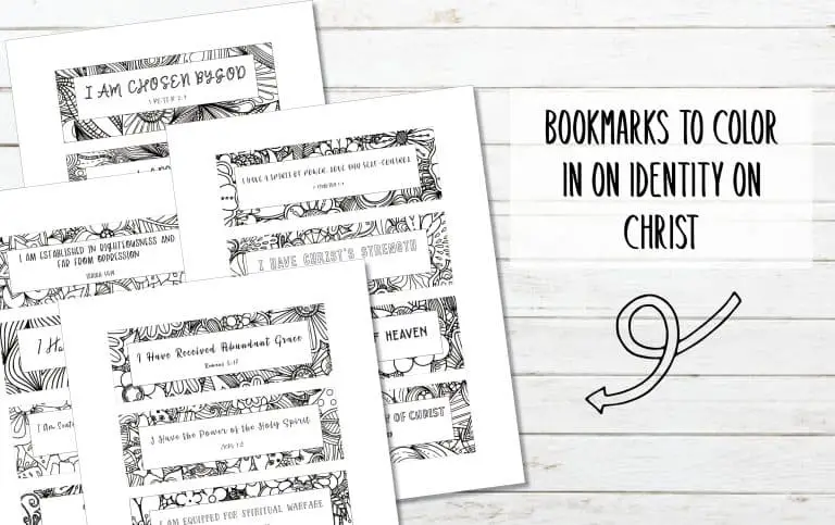 Printable Bookmarks to Color on your Identity in Christ