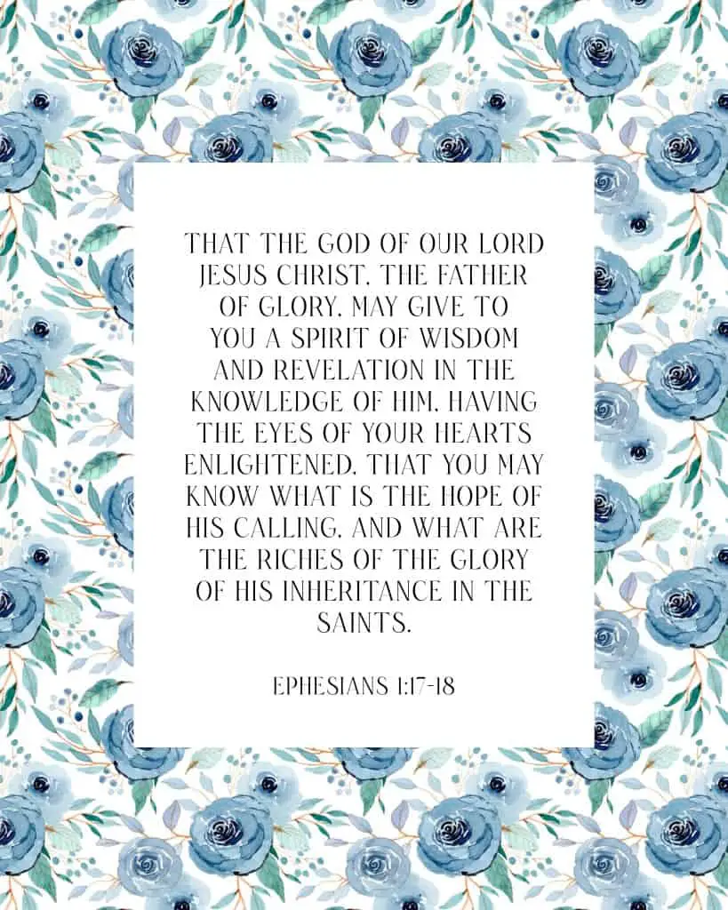 picture of wall art with floral frame and bible verse inside, click on image to open pdf of wall art you can download