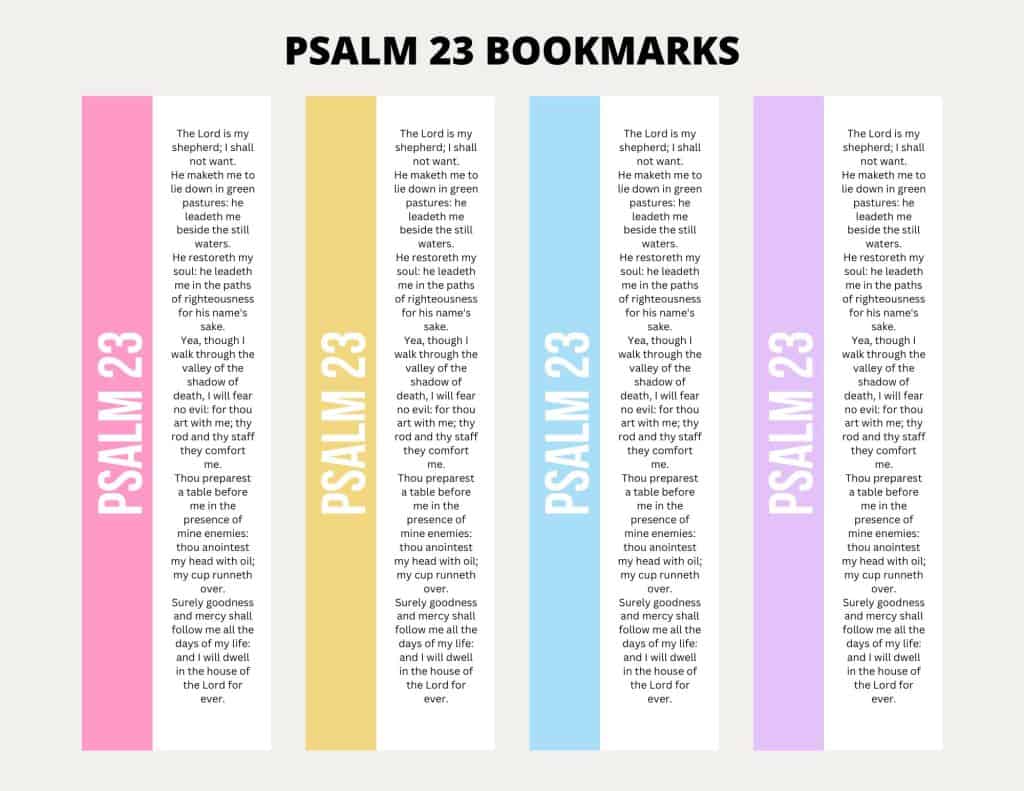 Printable Psalm 23 Bookmarks
