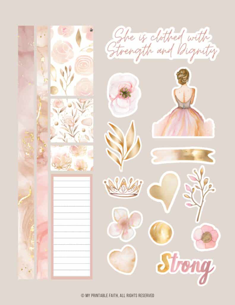 image of sheet of proverbs 31:5 planner stickers
