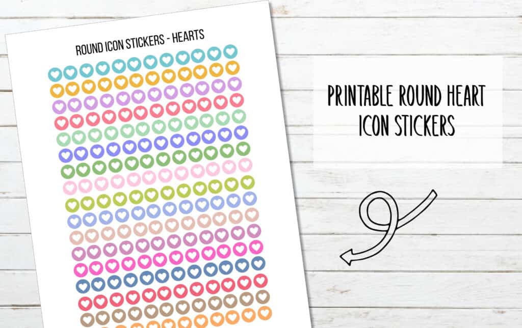 FREE Printable Round Icon Heart Planner Stickers - My Printable Faith