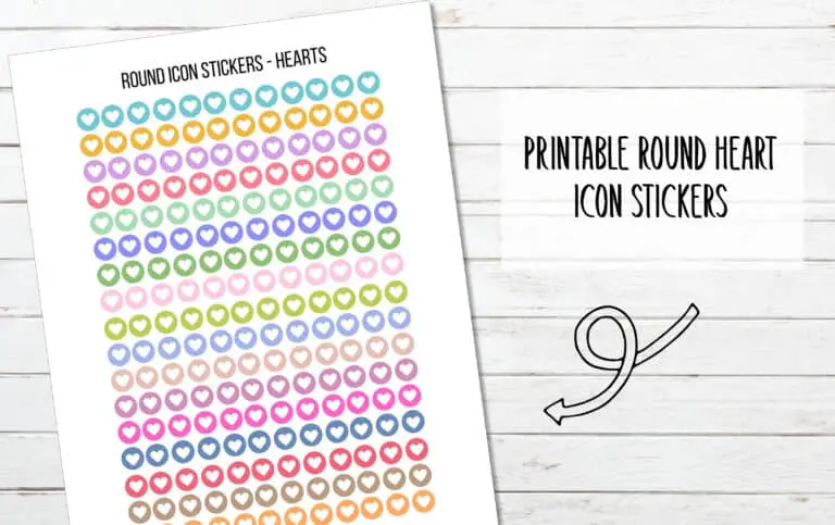 FREE Printable Round Icon Heart Planner Stickers
