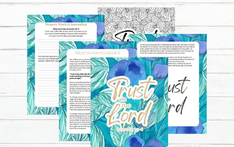 FREE Printable Trust in the Lord Proverbs 3:5-6 Scripture Memory Journal