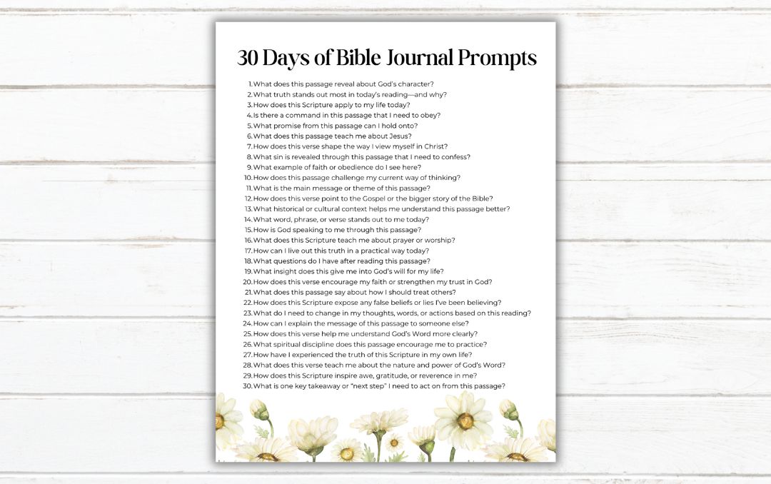 30 Days of Bible Study Journal Prompts (Free Printable)